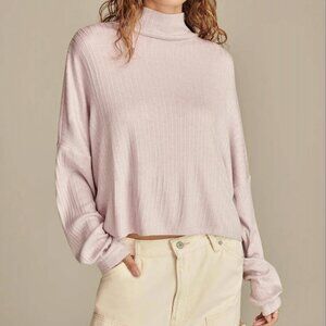 Lucky Brand Women's Cloud Mock Neck Rib Top